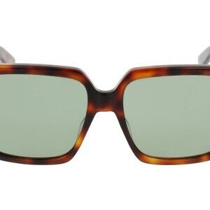 Saint Laurent Womens Square/Rectangle Havana Green Fashion Designer Eyewear